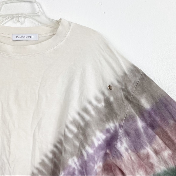 Daydreamer Dusty Rose Tie Dye Long Sleeve Crewneck Crop Top - Picture 4 of 10